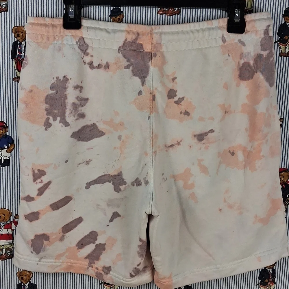 Air Jordan Brand Logo White Tye Dye Soft Casual Drawstring 2 Pocket Med Shortw
